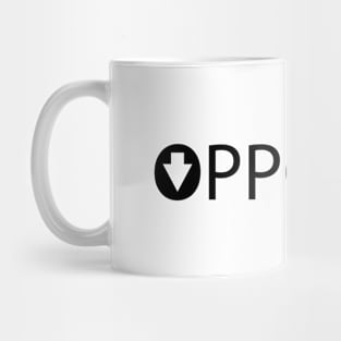 Opposite typographic logo design Mug